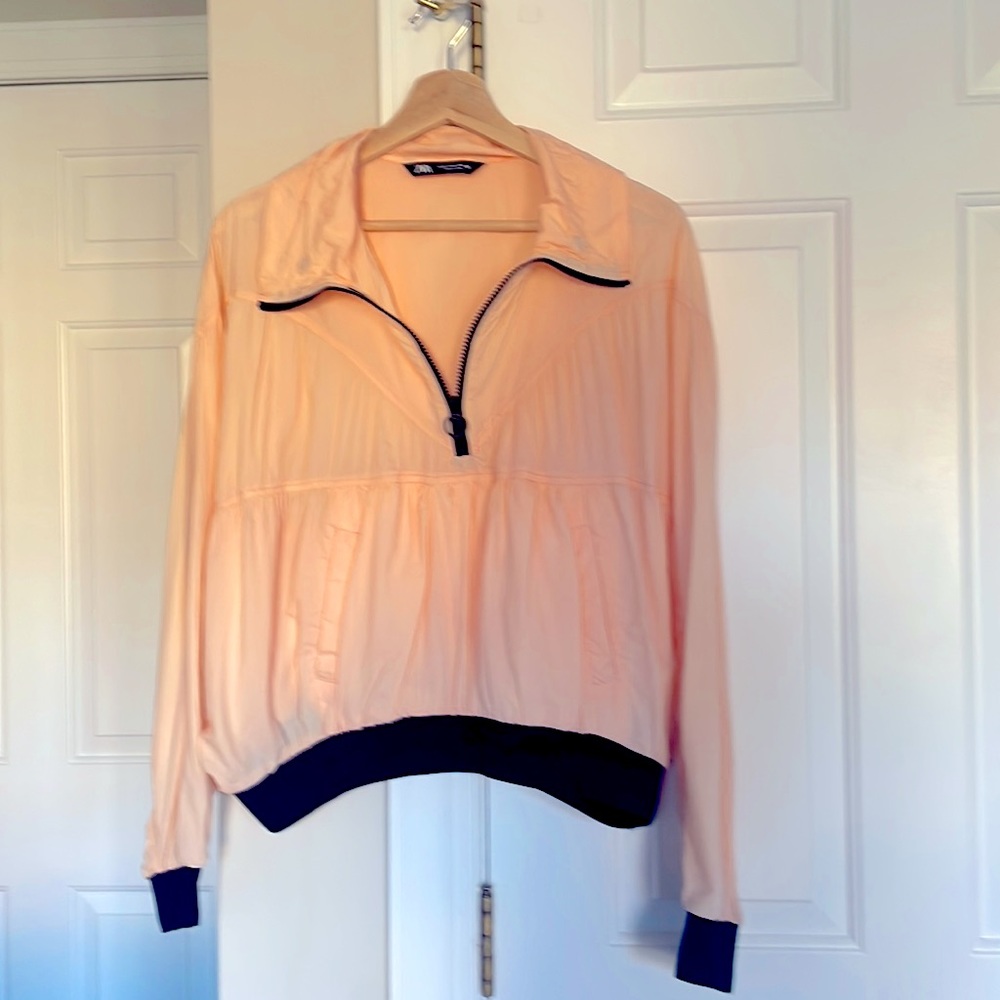 *NWOT* Zara Lightweight Peach Half Zip Pullover Wind Breaker Jacket Size S